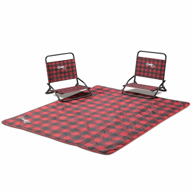 Ensemble chaises et couvertures Ozark Trail, à carreaux rouge et noir, polyester, logo Canada