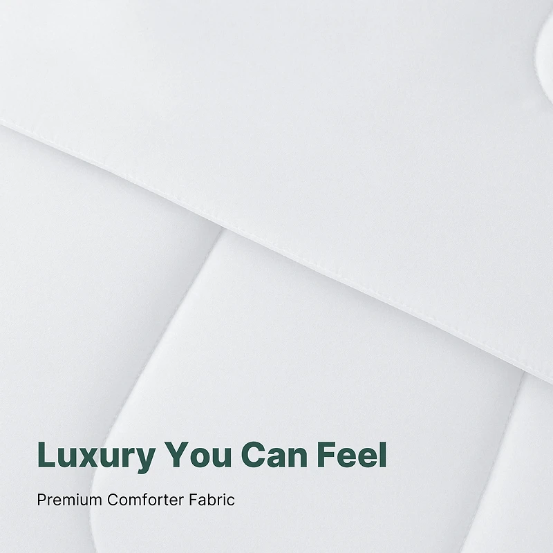 Beddora 7-Piece Bed a Bag – Includes Comforter, 2 Shams, Flat Sheet, Fitted Sheet & Pillowcases Ultra-Soft, All-Season, Queen Bright White