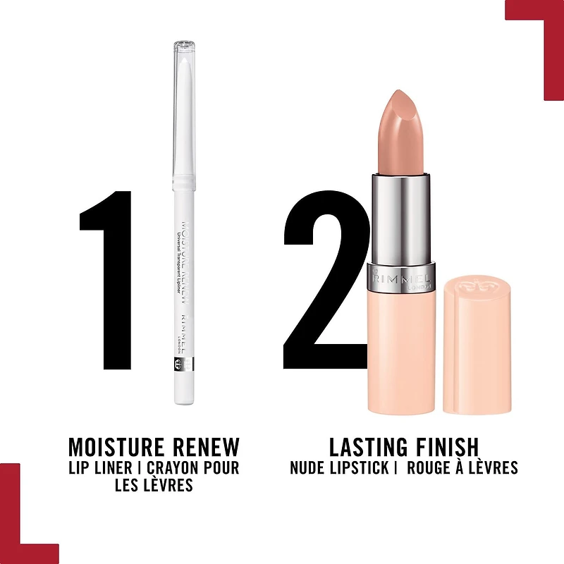 Rimmel London Crayon à lèvres Moisture Renew, au beurre de karité, protège le rouge à lèvres, 100% Sans Cruauté Crayon à lèvres
