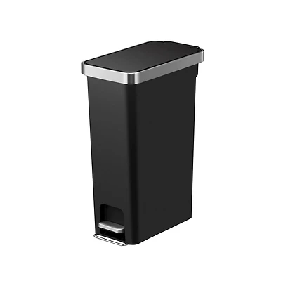 Better Homes & Gardens Poubelle à Pédale en plastique, Mince Vertical,  Noir 40l BHG 40l Poubelle Noire