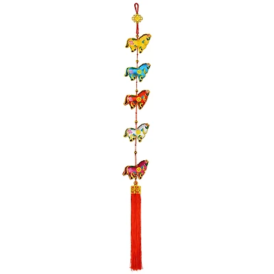 Lunar New Year Multi-color Polyester Fluffy Horse Decor, 36 in, Decoration, Way To Celebrate