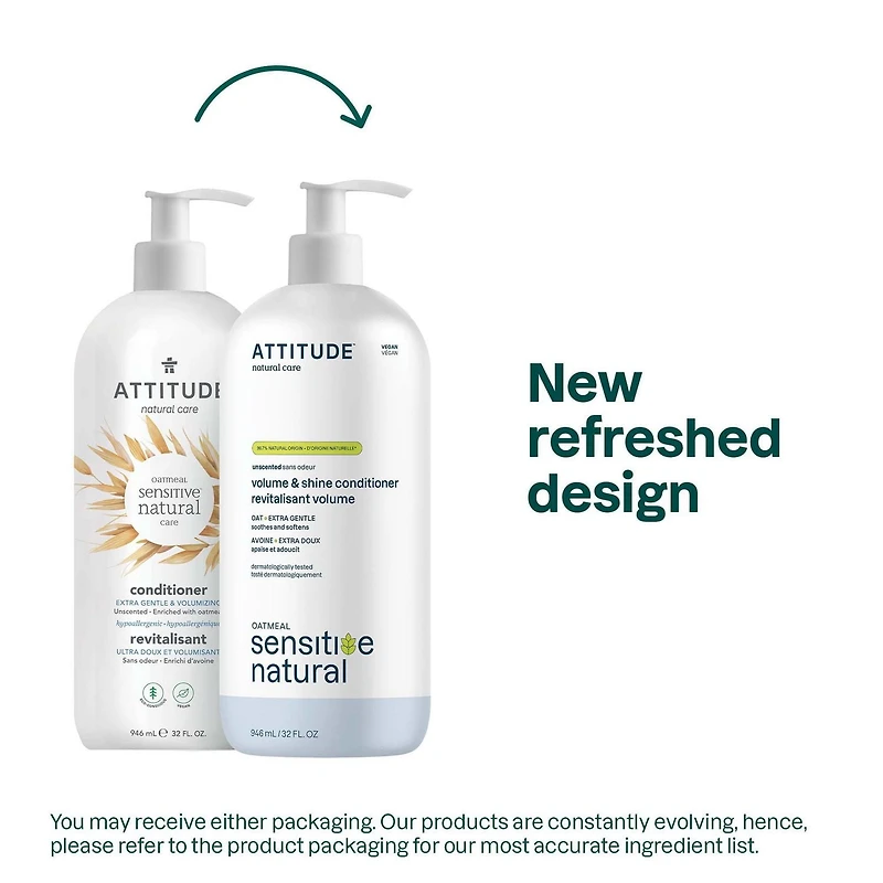 ATTITUDE oatmeal sensitive natural, Revitalisant Volume, Sans Odeur, 946 mL