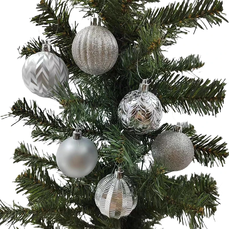 Holiday Time 24 Count Shatterproof Ornaments-Silver