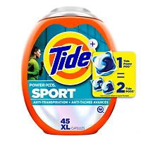 Capsules de détergent à lessive Tide Power Pods avec Febreze Sport, fraîcheur Febreze avec Sport Odor Defense 45CT