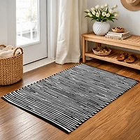 Mainstays- Modern Contemporary Scandinavian Diamond Geometric Woven Texture Cotton Black and White, Accent Scatter Mat 2x3, Recommended for Hallway, Bedroom, Kitchen, and Laundry room