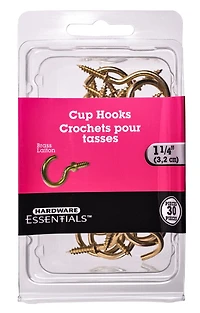 Hardware Essentials 1 1/4" Brass Cup Hook