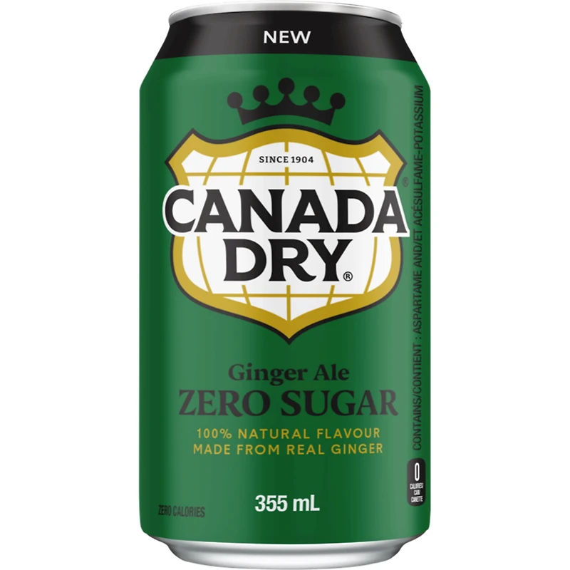 Soda Gingembre Zero Sucre Canada Dry Canette 355 mL, 12 Pack 12 x 355 mL