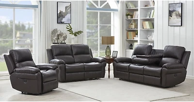 K-Living Danica high-grade Leather Power Recliner 3PCS Sofa Set in Brown with USB Outlet and Wireless Charger