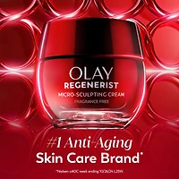 Crème pour le visage Olay, crème microsculptante hydratante pour le visage Regenerist, sans parfum – Hydratant, anti-âge, anti-rides, soins de la peau – Acide hyaluronique, niacinamide 50 mL