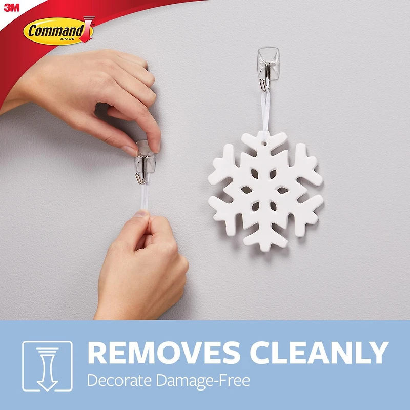 Command(TM) Brand™ Clear Wire Hooks, Small, 15 hooks, 20 Small Indoor Clear Strips, 17067CLR-15NA
