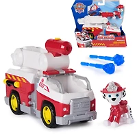 Pat' Patrouille Mission pompiers : Camion de pompiers Marcus avec figurine articulée, lance-projectile et camion, jouets pour garçons et filles à partir de 3 ans