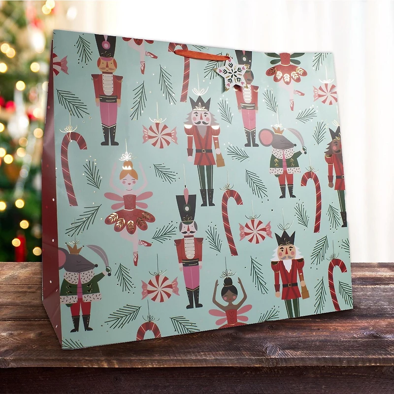 Holiday Time Large Nutcracker Christmas Gift Bag
