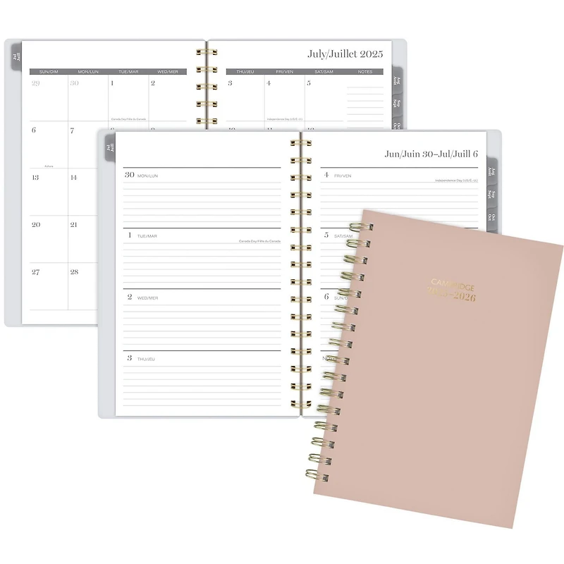 Agenda scolaire hebdomadaire Cambridge® Color Bar rose 2025-2026