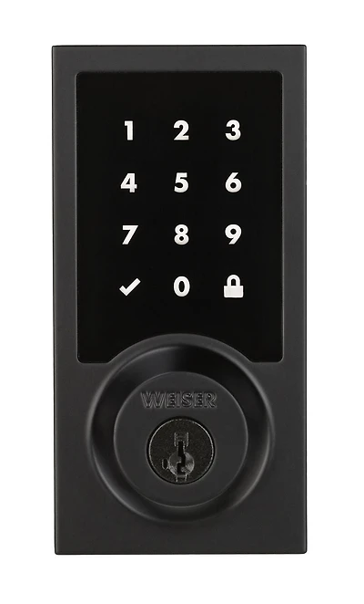 Weiser Premis Pêne Dormant Tactile Touchless Keycode Smartcode, Noir Mat