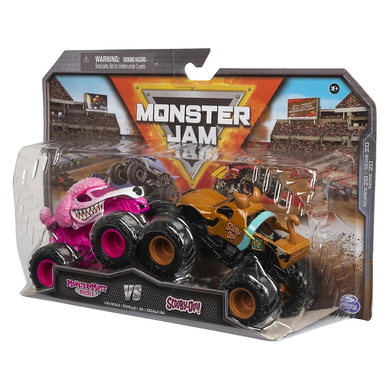 Monster Jam, Official Monster Mutt Poodle Vs. Scooby Doo Die-Cast Monster Trucks, 1:64 Scale, Kids Toys for Boys Ages 3 and up