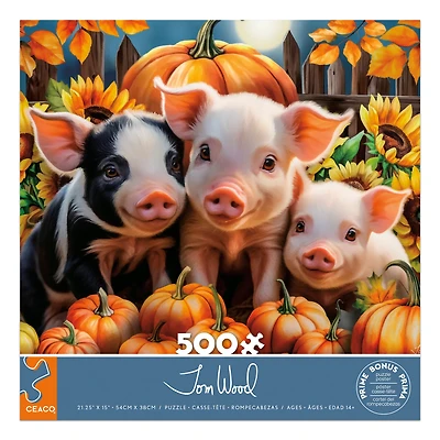 Puzzle en 500 pièces Ceaco Pumpkin Piglets pour adultes, à partir de 14 ans