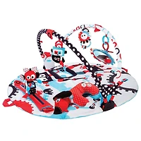 Tapis de Jeu et de Gym pour Bébé Yookidoo. Gym d'Activité 3 en 1 - Aire de Jeu Musicale avec Piste de Robot Motorisée et 20 Activités de Développement pour S'asseoir, S'allonger et le Temps sur le Ven