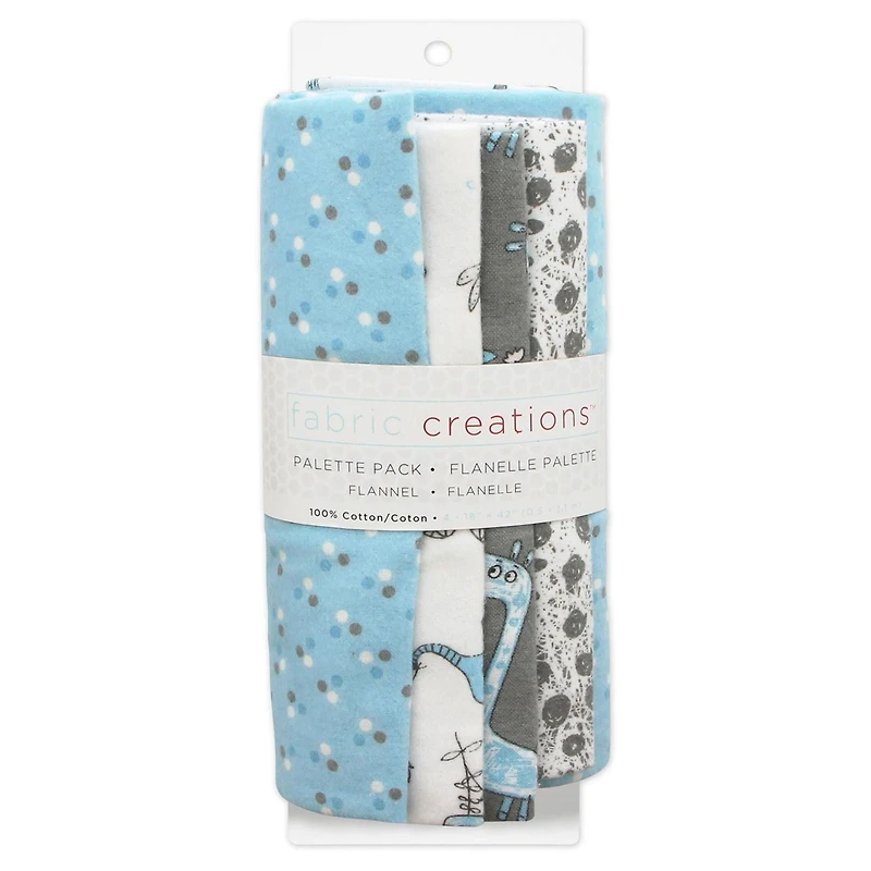 Fabric Creations Baby Boy Flannel Pre-Cut Pack, 4 x 1/2 yd
