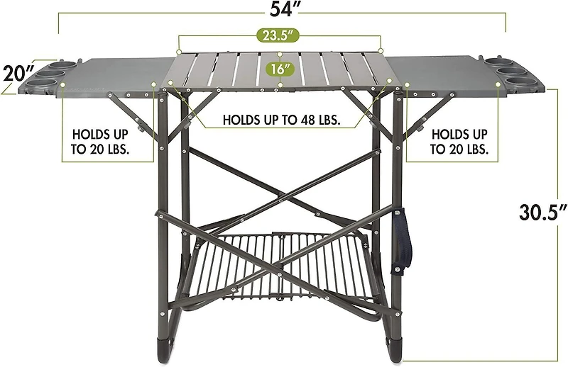 Support de gril portatif à emporter Cuisinart 54" X 20"