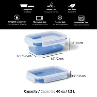 Starfrit LocknLock Contenant Repliable 1,2L/40oz, Hermétique, Étanche, Sans BPA, Gain de Place, Silicone, Va au Micro-ondes Congélateur et Lave-vaisselle, Couvercle à Valve, Compact Gagnez de l’espace avec le contenant pliable LocknLock 1,2 L de Starfrit. Réduit à moins de la moitié de sa hauteur. Hermétique, sans BPA. Va au micro-ondes, congélateur et lave-vaisselle. Parfait pour petits espaces, voyages et pique-niques.