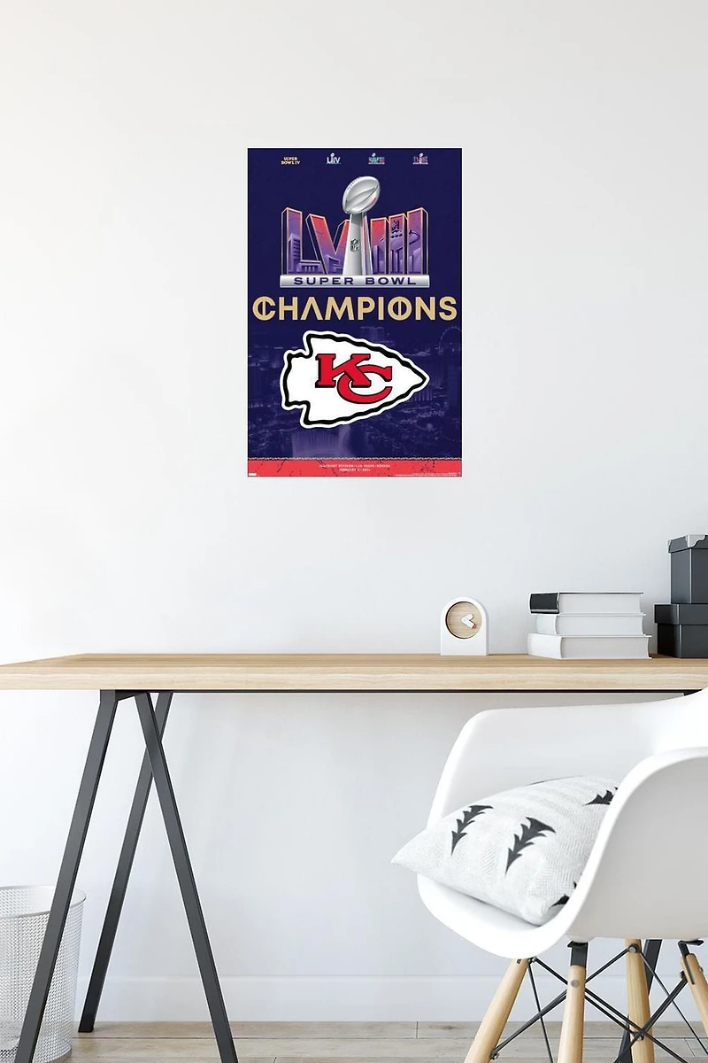 NFL Kansas City Chiefs - Super Bowl LVIII Team Logo Wall Poster with Pushpins