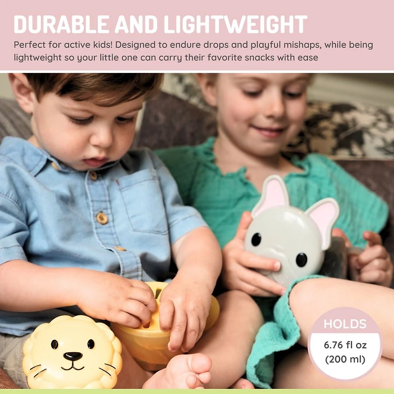 melii Animal Snack Containers with Finger Trap for Toddlers, Kids and Adults