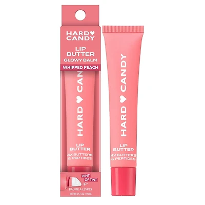 Hard Candy Lip Butter Glowy Balm, Pêche fouettée, teinte rose pêche transparente, brillance, hydratation