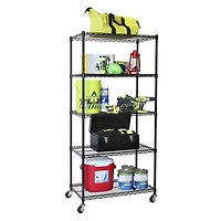 Seville Classics 5-Tier NSF Steel Shelving - Black - 72" H x 36" W x 18" D