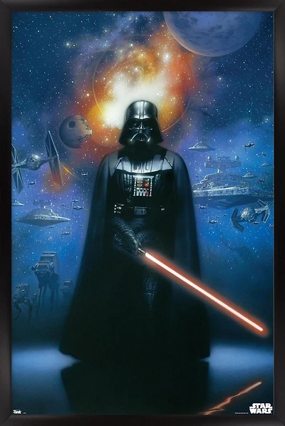 Star Wars: Saga - Vader in Space Wall Poster, 14.725" x 22.375" Framed