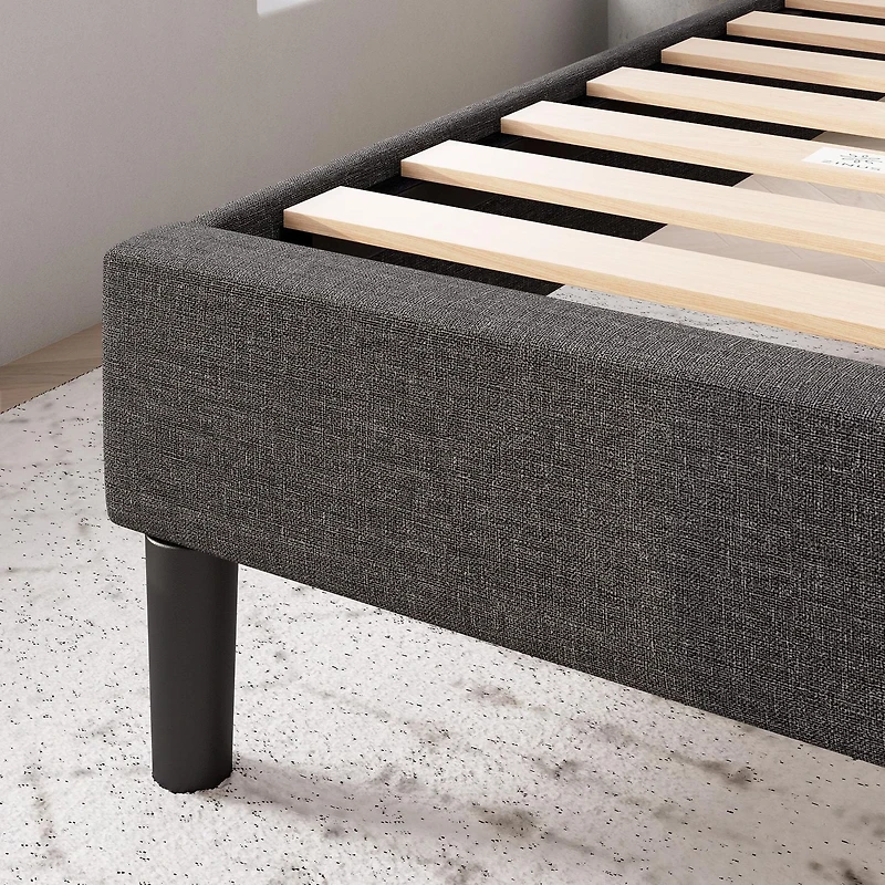 Zinus Curtis Upholstered Platform Bed Frame, Dark Grey