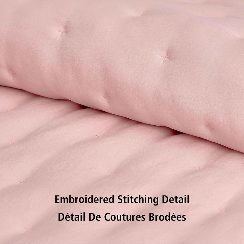 Ensemble de couette Mainstays 3 pièces, rose blush, lit double queen