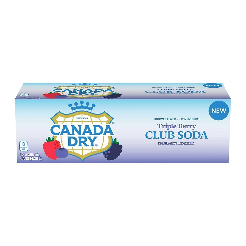 CD Club Soda Triple Berry Fridge Pack Cans,355 mL, 12 Pack
