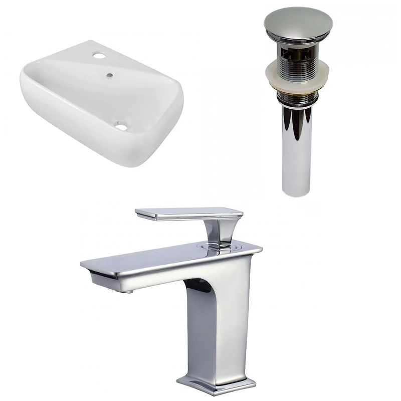 American Imaginations AI-34216 17,5 pouces W au-dessus du navire blanc de compteur pour le forage gauche de 1 trou
