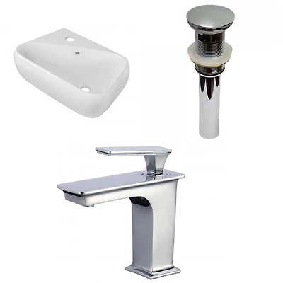 American Imaginations AI-34216 17,5 pouces W au-dessus du navire blanc de compteur pour le forage gauche de 1 trou