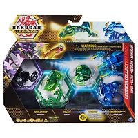 Bakugan Legends Collection Pack, 4-Pack featuring Auxillataur Bakugan, Talan Geogan, Pegatrix Nova, Dragonoid Ultra, and 6 BakuCores, Kids Toys for Ages 6 and Up