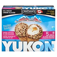 Chapman's Yukon Grizzly Vanilla and Almonds Ice Cream Cone in a Box 5x140 ml