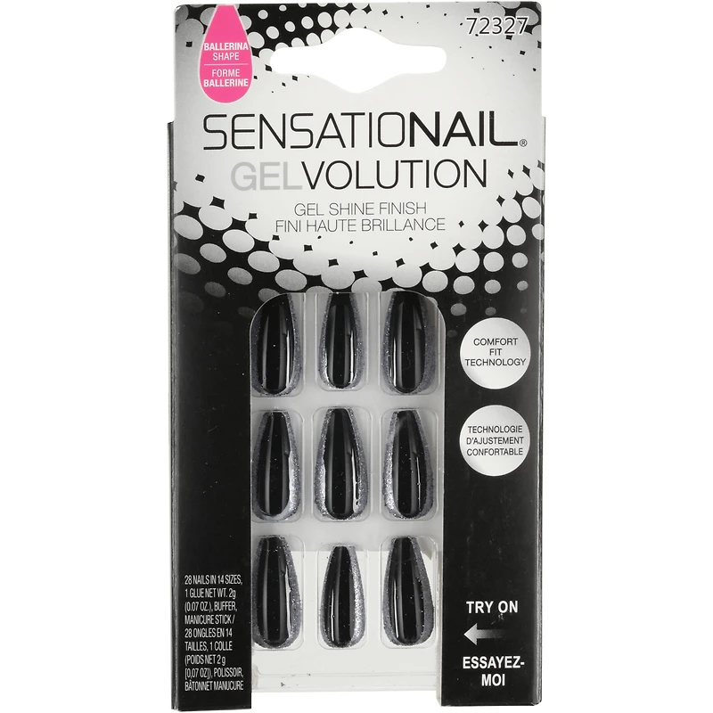 SensatioNail Gelvolution Gel Shine Finish Glue-On Nails Ballerina