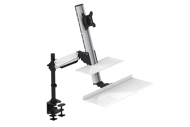Bureau flottant ergonomique Rocelco avec bras et plateau pour écran