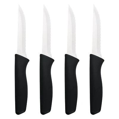Mainstays Stainless Steel Kitchen Steak Knives Set of 4 Black, Mainstays Steak Knives