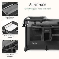 Evolur Cozy Cove Deluxe Playard, Black