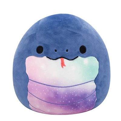 Squishmallows Peluche de 7,5 po - Herman le serpent bleu marin au ventre spatial.