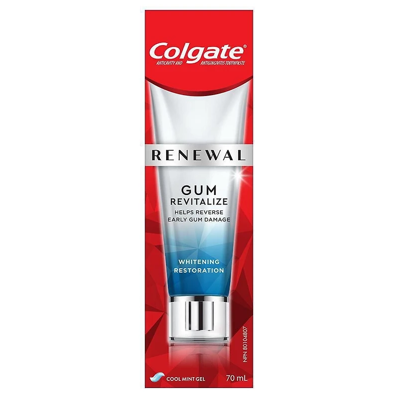 Colgate Renewal Gum Revitalize Toothpaste, Whitening Restoration - Cool Mint Gel Formula (70 mL)