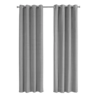 Monarch Specialties Rideau, Ensemble 2pcs, 54"w X 95"l, 100% Bloque Lumiere, Passe-fil, Salon, Chambre À Coucher, Cuisine, Isolation Thermique, Polyester, Gris, Contemporain, Moderne