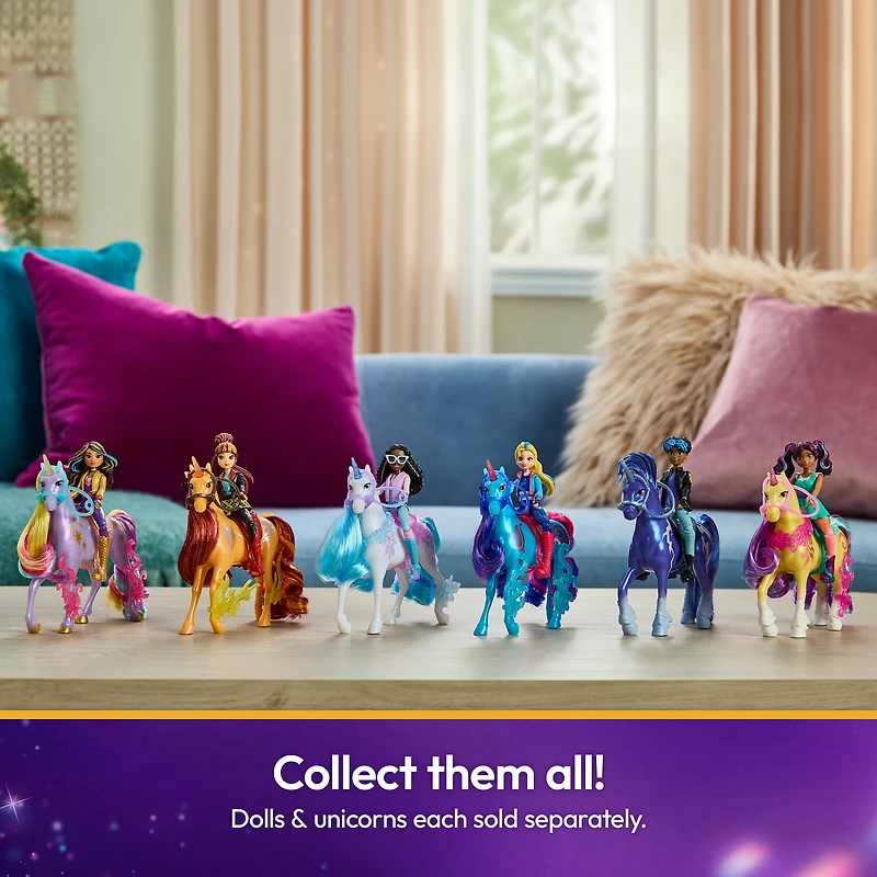 Unicorn Academy, Coffret Layla & Glacier Power of Friendship avec selle et 2 accessoires de pouvoir translucides, poupées et licornes pour filles à partir de 4 ans