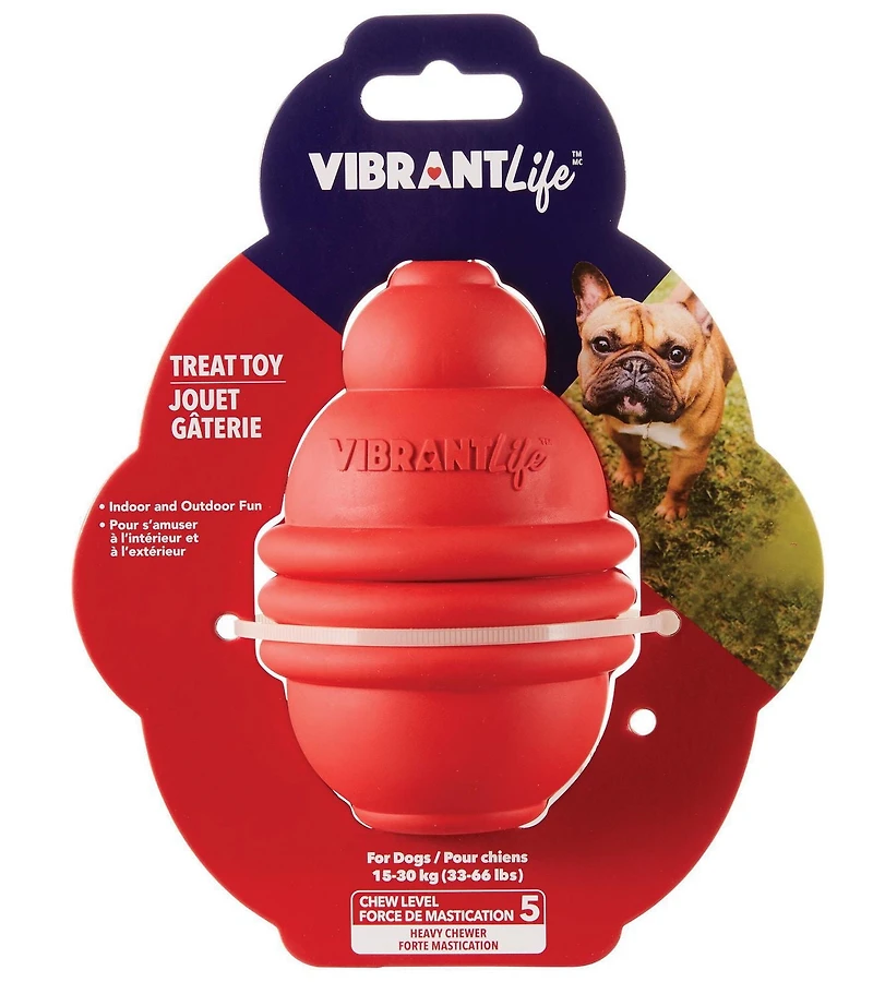 VIBRANT LIFE GRAND/MOYEN/PETIT DISTRIBUTEUR DE FRIANDISES ROUGE Pour Chiens/30 kg+ /15-30 kg / 3-15 kg