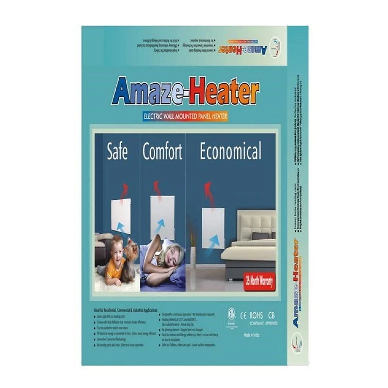 Amaze Heater 600w with Plug-in Thermostat Electric Panel Room Heater