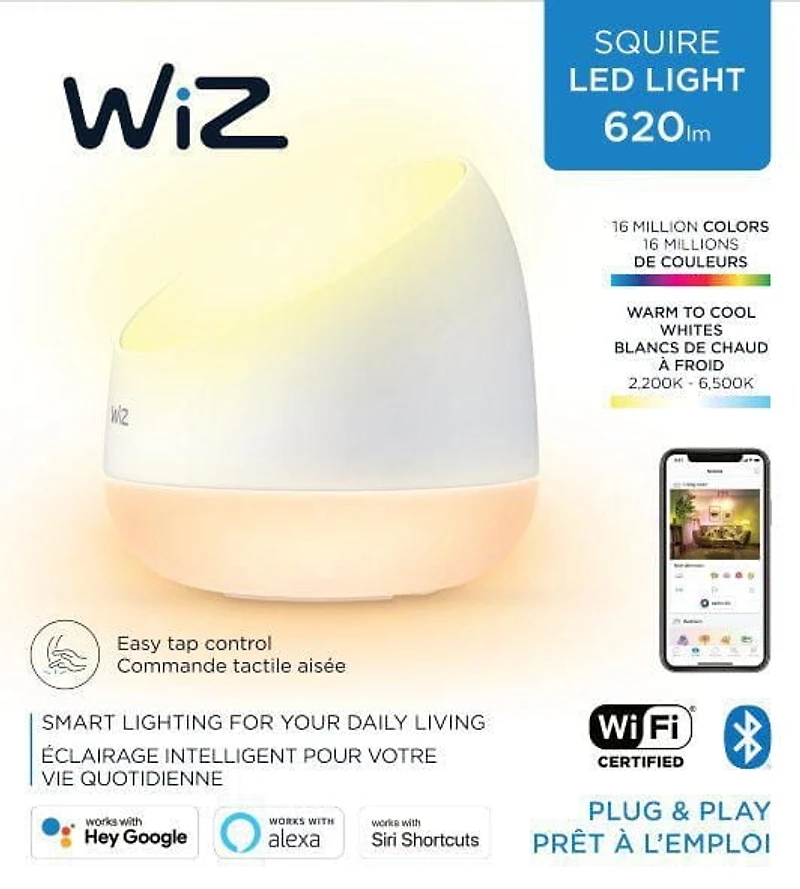 WiZ Lampe LED intelligente Squire équivalente à 60 watts, polychrome et blanc réglable, 2 200 K-6 500 K