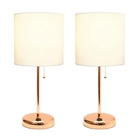 LimeLights Stick Lamp with USB charging port and Fabric Shade 2 Pack Set