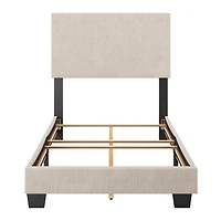 CorLiving Celeste Modern Upholstered Adult Twin Bed Frame with Headboard, Box Spring Required