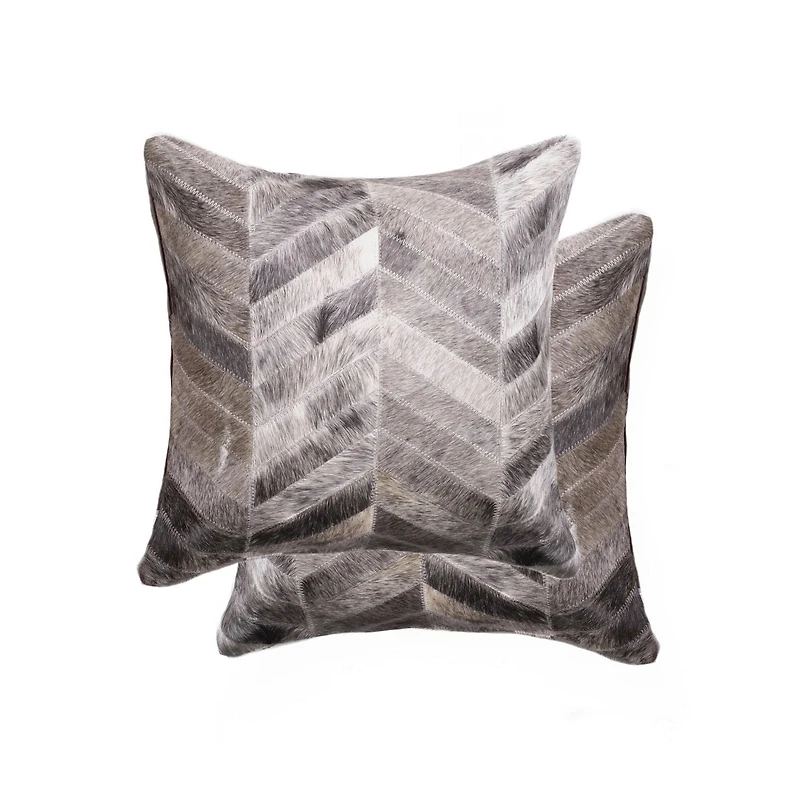 COUSSINS TORINO CHEVRON EN PEAU DE VACHE 18"X18" 2 PQT